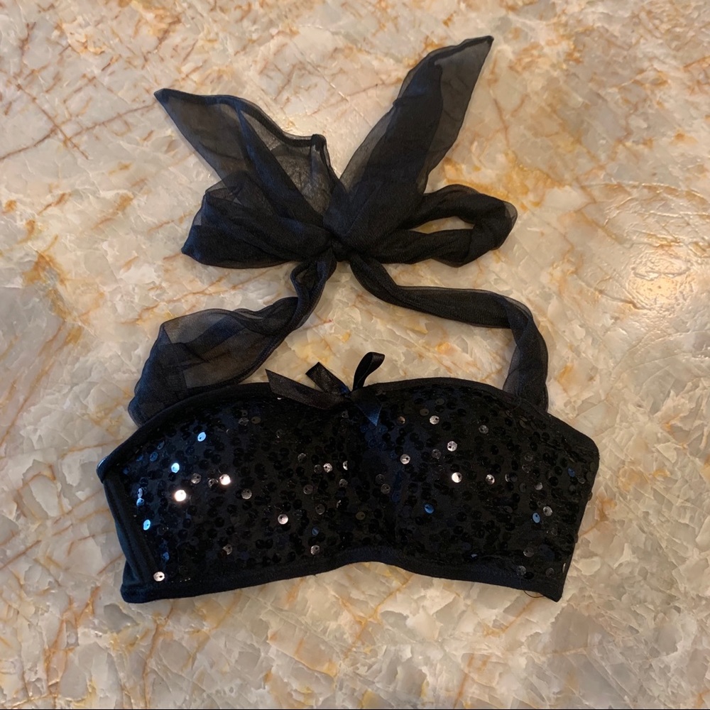 Black sequin sports bra